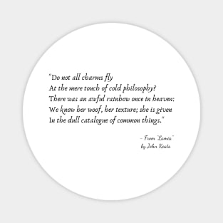 A Quote from "Lamia" by John Keats Magnet